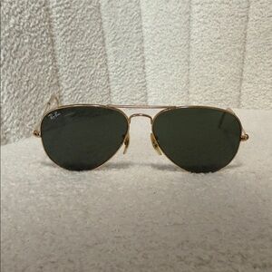 Ray-Ban Gold Frame Sunglasses with Dark Green Lenses